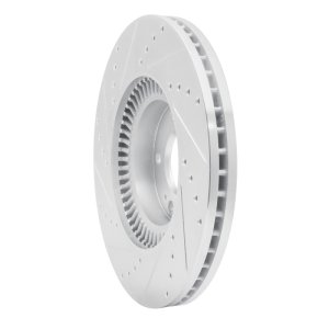 Hyundai Genesis Sedan Brake Rotor (1) - Front Right - R1 Concepts - Drilled & Slotted - Silver - `09-`14